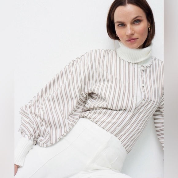 NWT Club Monaco Striped Dolman Sleeve Top Size Large - Picture 1 of 6